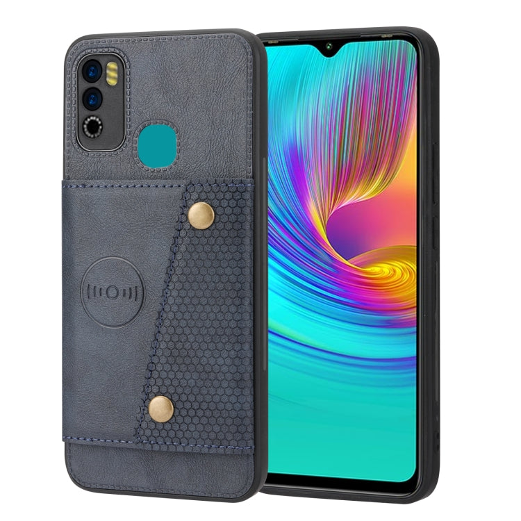 For Infinix Hot 9 Play Double Buckle PU + TPU Shockproof Magnetic Phone Case