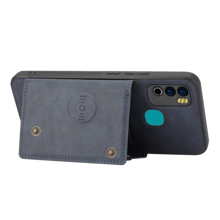 For Infinix Hot 9 Play Double Buckle PU + TPU Shockproof Magnetic Phone Case