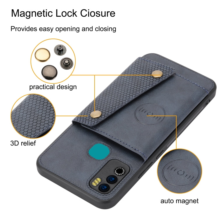 For Infinix Hot 9 Play Double Buckle PU + TPU Shockproof Magnetic Phone Case
