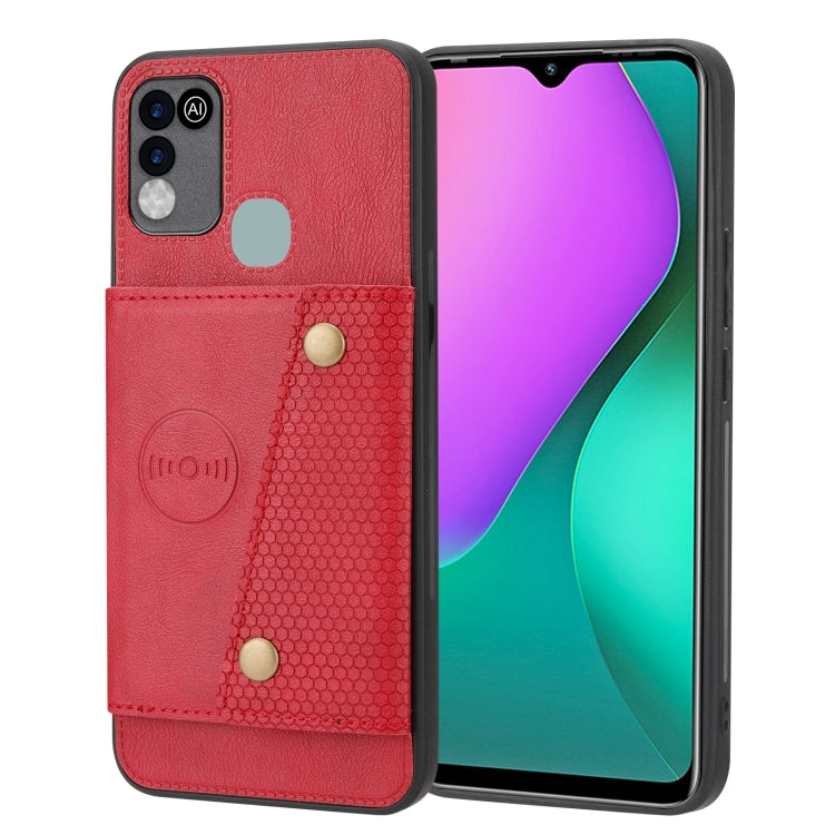 For Infinix Hot 10 Play Double Buckle PU + TPU Shockproof Magnetic Phone Case