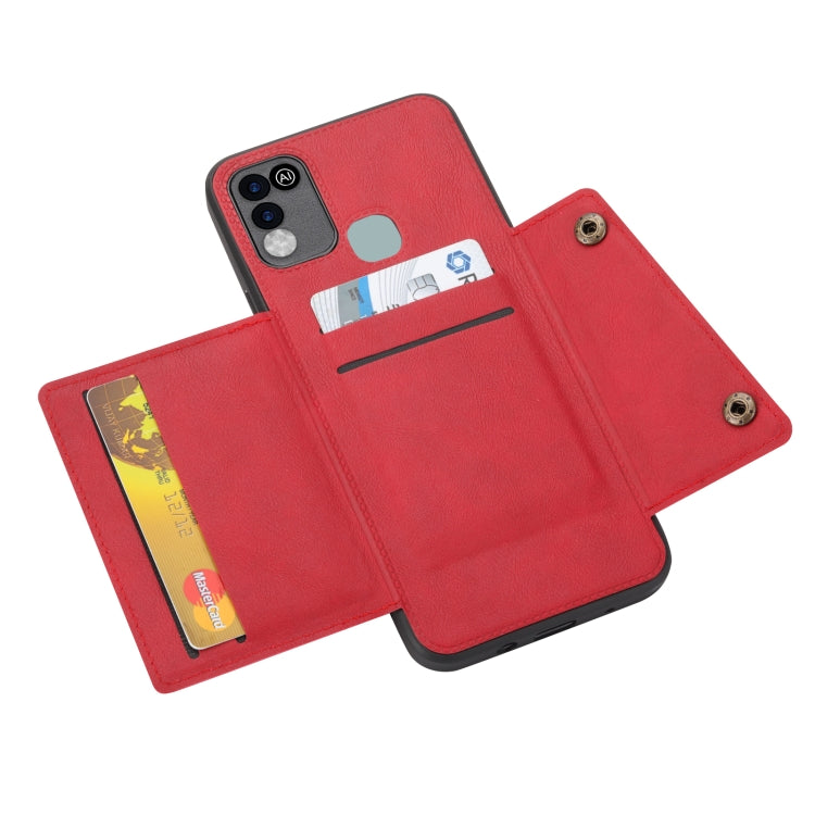For Infinix Hot 10 Play Double Buckle PU + TPU Shockproof Magnetic Phone Case