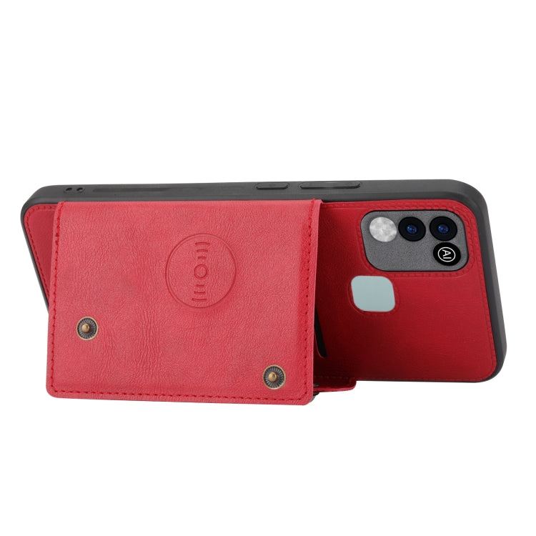 For Infinix Hot 10 Play Double Buckle PU + TPU Shockproof Magnetic Phone Case