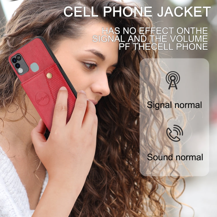 For Infinix Hot 10 Play Double Buckle PU + TPU Shockproof Magnetic Phone Case
