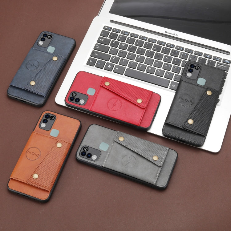 For Infinix Hot 10 Play Double Buckle PU + TPU Shockproof Magnetic Phone Case