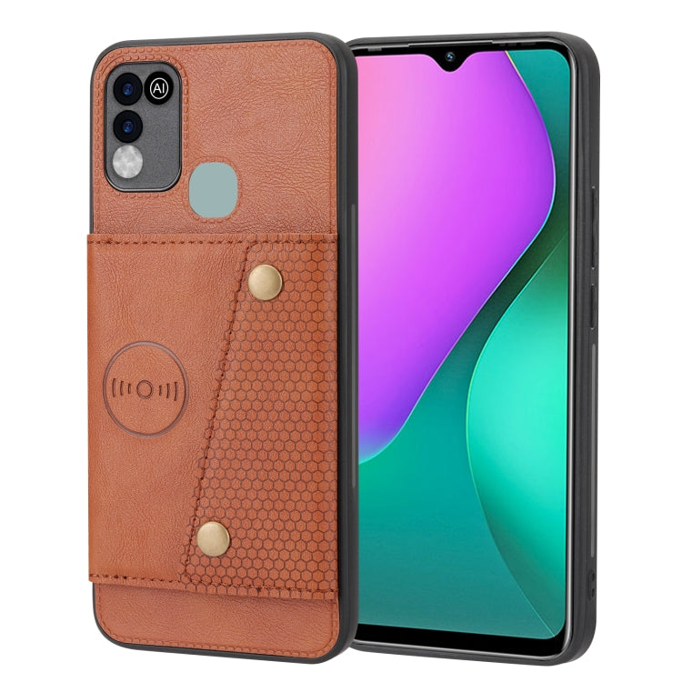 For Infinix Hot 10 Play Double Buckle PU + TPU Shockproof Magnetic Phone Case