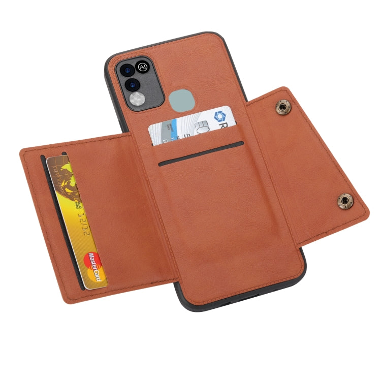 For Infinix Hot 10 Play Double Buckle PU + TPU Shockproof Magnetic Phone Case