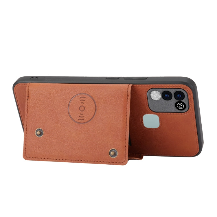 For Infinix Hot 10 Play Double Buckle PU + TPU Shockproof Magnetic Phone Case