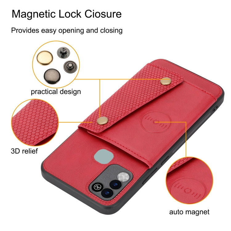 For Infinix Hot 10 Play Double Buckle PU + TPU Shockproof Magnetic Phone Case