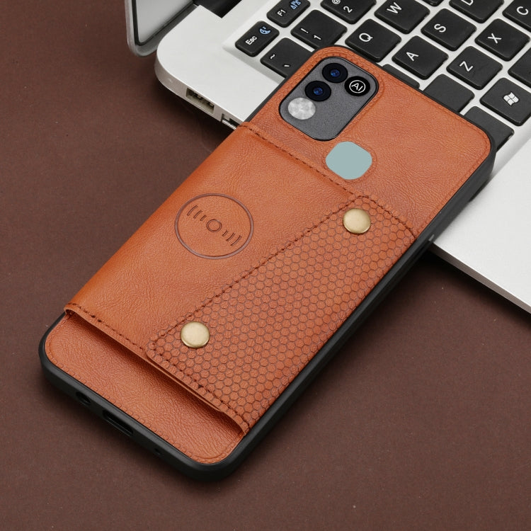 For Infinix Hot 10 Play Double Buckle PU + TPU Shockproof Magnetic Phone Case
