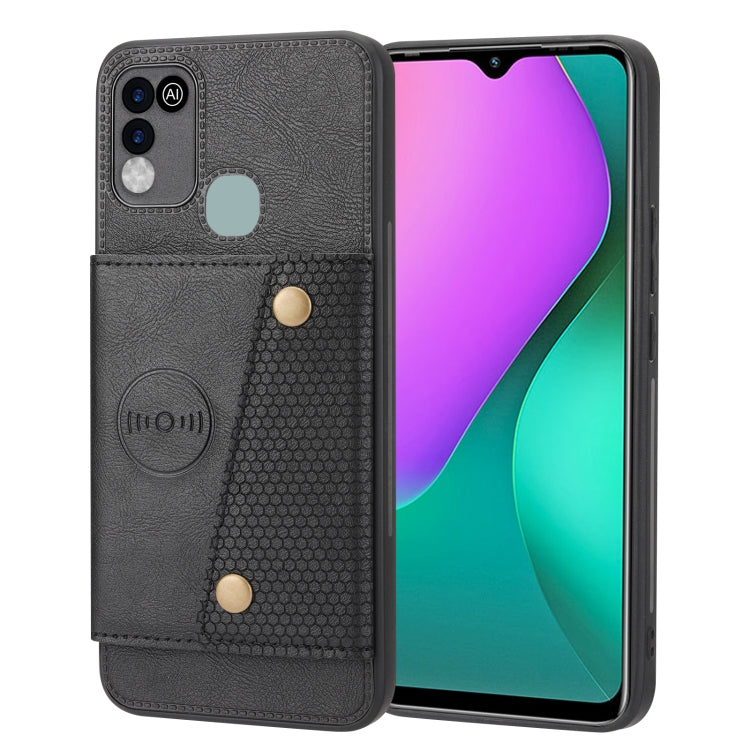 For Infinix Hot 10 Play Double Buckle PU + TPU Shockproof Magnetic Phone Case