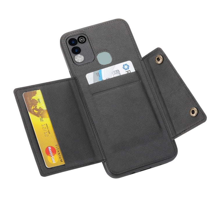 For Infinix Hot 10 Play Double Buckle PU + TPU Shockproof Magnetic Phone Case