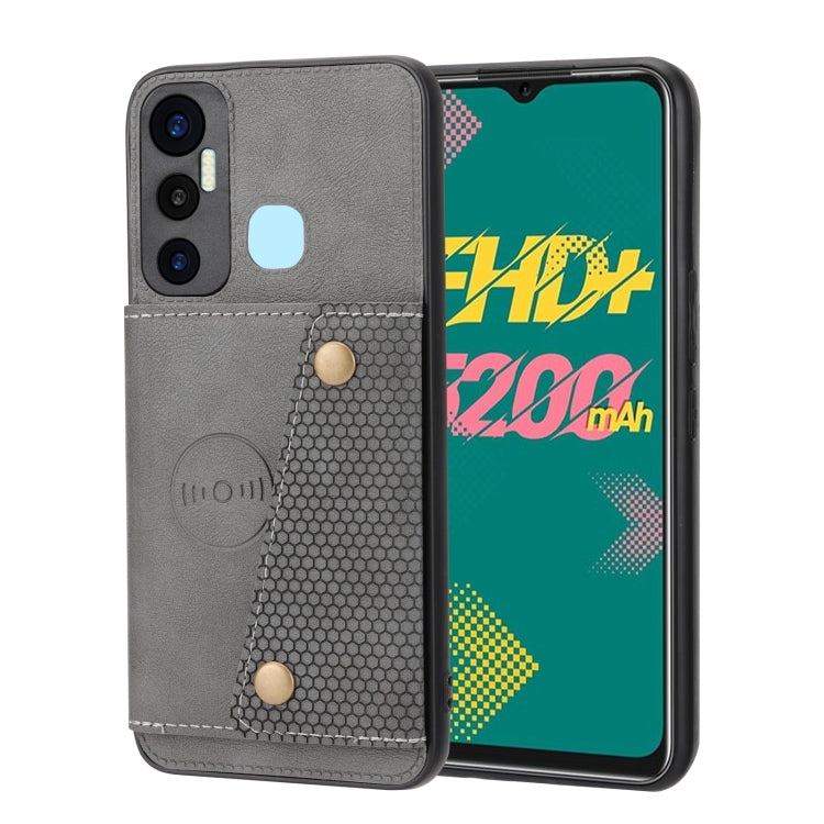 For Infinix Hot 11 Double Buckle PU + TPU Shockproof Magnetic Phone Case