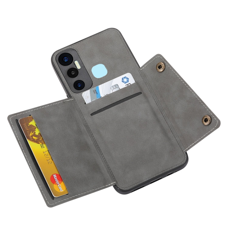 For Infinix Hot 11 Double Buckle PU + TPU Shockproof Magnetic Phone Case