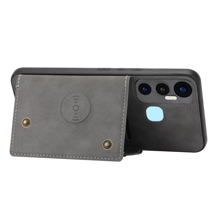 For Infinix Hot 11 Double Buckle PU + TPU Shockproof Magnetic Phone Case