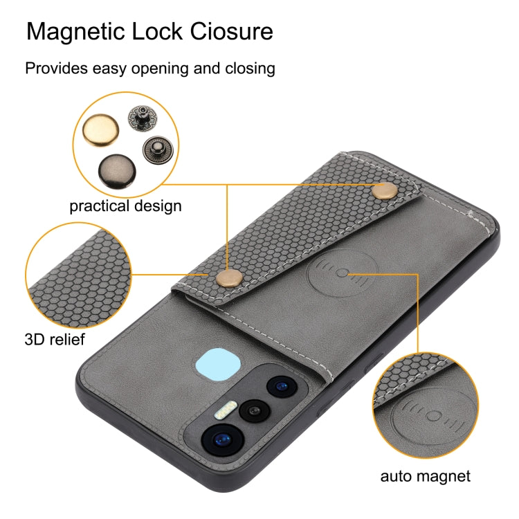 For Infinix Hot 11 Double Buckle PU + TPU Shockproof Magnetic Phone Case