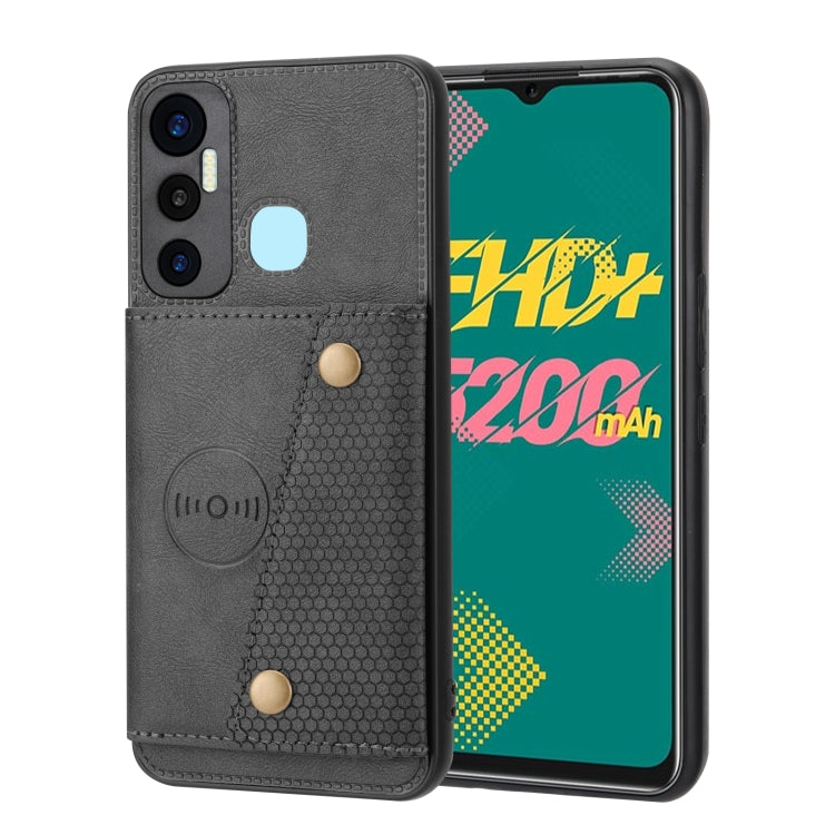 For Infinix Hot 11 Double Buckle PU + TPU Shockproof Magnetic Phone Case