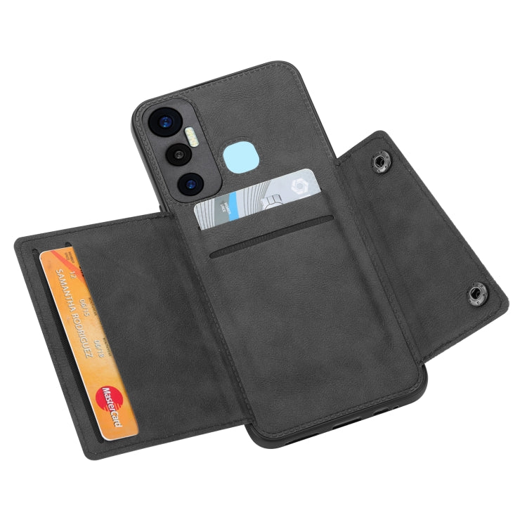 For Infinix Hot 11 Double Buckle PU + TPU Shockproof Magnetic Phone Case