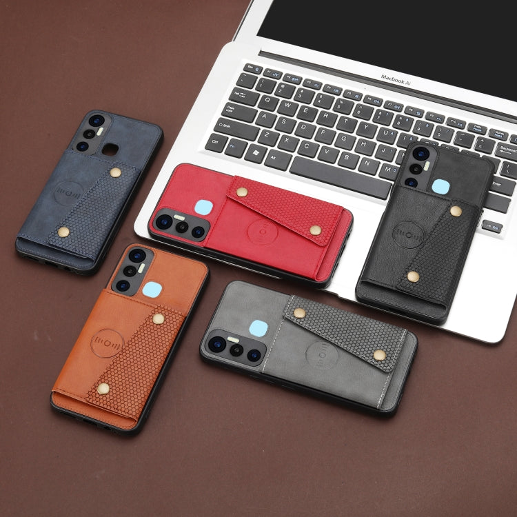 For Infinix Hot 11 Double Buckle PU + TPU Shockproof Magnetic Phone Case