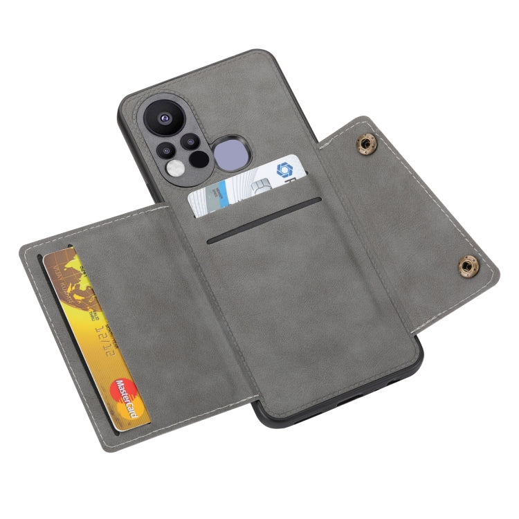 For Infinix Hot 11s Double Buckle PU + TPU Shockproof Magnetic Phone Case