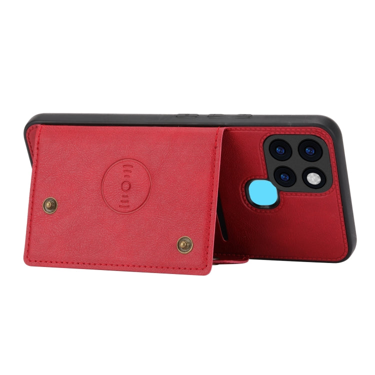 For Infinix Smart 6 Double Buckle PU + TPU Shockproof Magnetic Phone Case