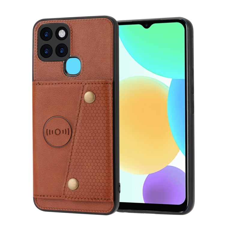 For Infinix Smart 6 Double Buckle PU + TPU Shockproof Magnetic Phone Case