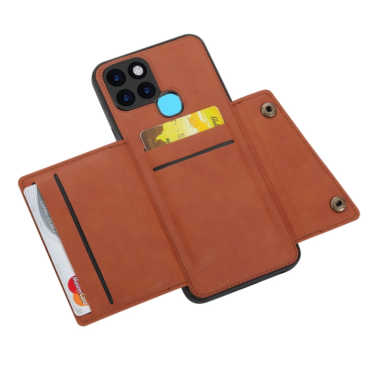 For Infinix Smart 6 Double Buckle PU + TPU Shockproof Magnetic Phone Case