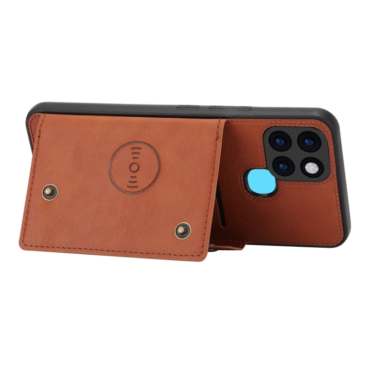 For Infinix Smart 6 Double Buckle PU + TPU Shockproof Magnetic Phone Case