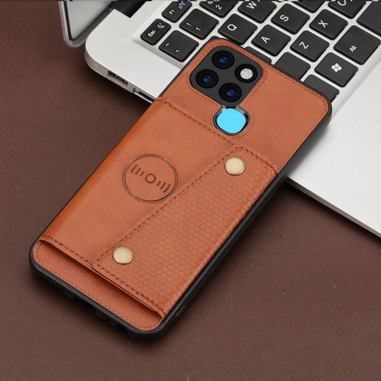 For Infinix Smart 6 Double Buckle PU + TPU Shockproof Magnetic Phone Case