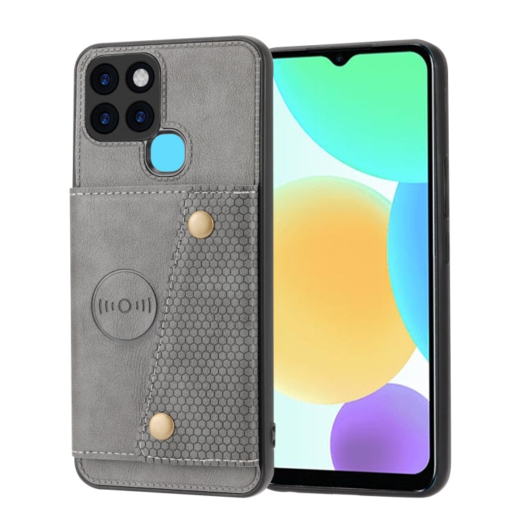 For Infinix Smart 6 Double Buckle PU + TPU Shockproof Magnetic Phone Case