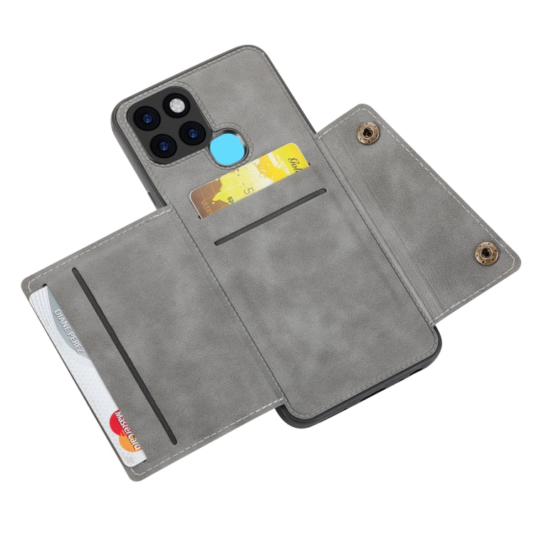 For Infinix Smart 6 Double Buckle PU + TPU Shockproof Magnetic Phone Case