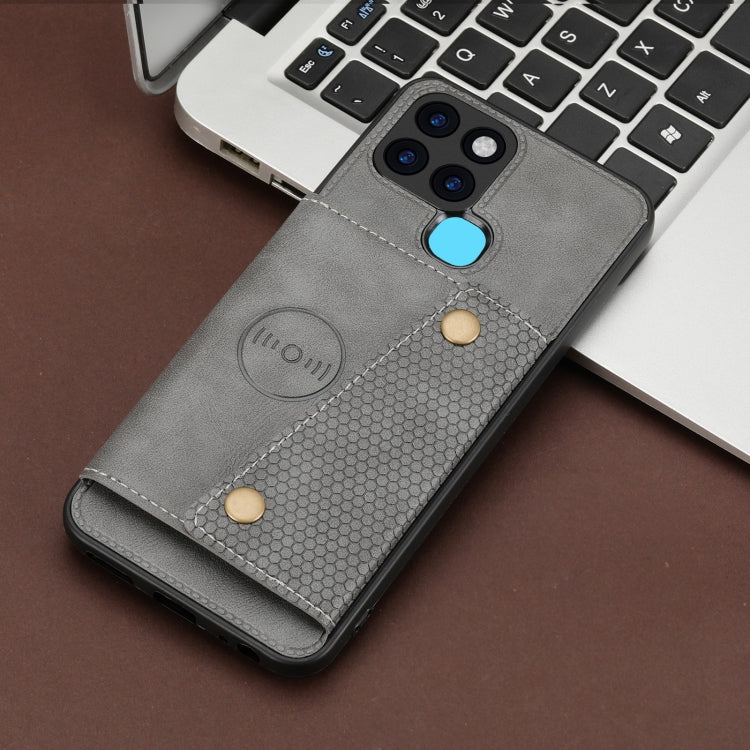 For Infinix Smart 6 Double Buckle PU + TPU Shockproof Magnetic Phone Case