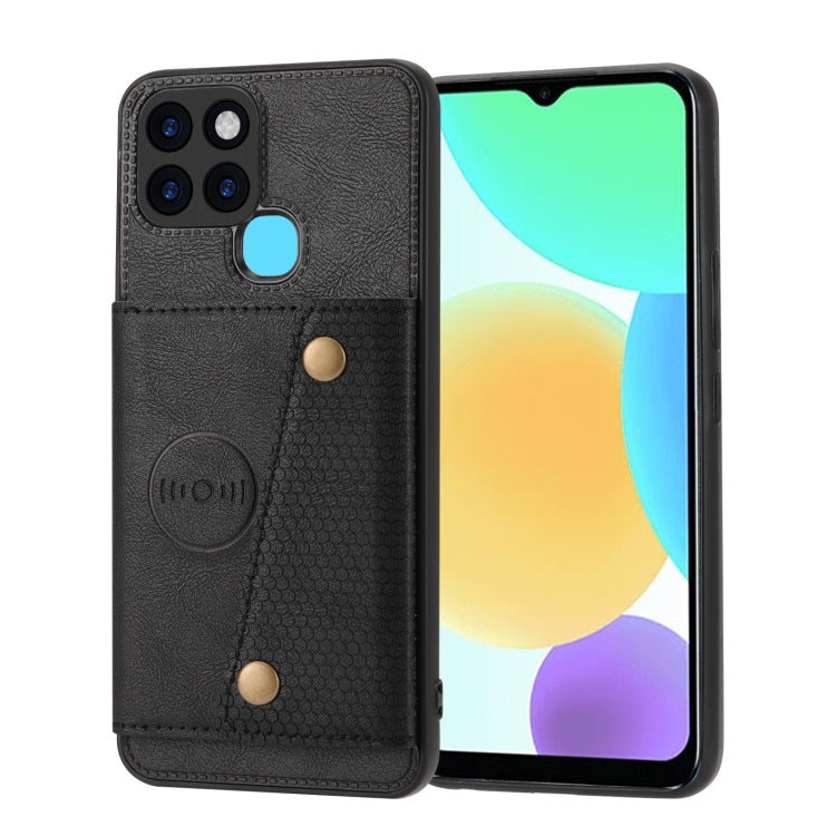 For Infinix Smart 6 Double Buckle PU + TPU Shockproof Magnetic Phone Case