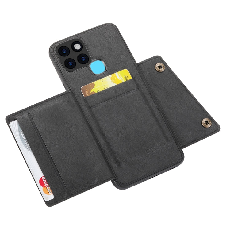 For Infinix Smart 6 Double Buckle PU + TPU Shockproof Magnetic Phone Case