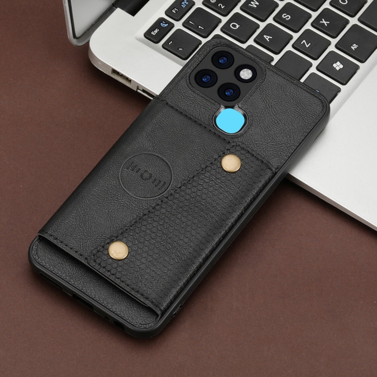 For Infinix Smart 6 Double Buckle PU + TPU Shockproof Magnetic Phone Case
