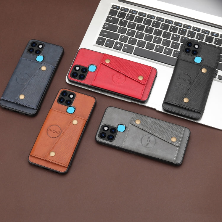 For Infinix Smart 6 Double Buckle PU + TPU Shockproof Magnetic Phone Case