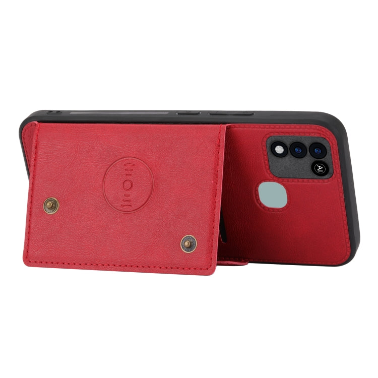 For Infinix Smart 5 Double Buckle PU + TPU Shockproof Magnetic Phone Case