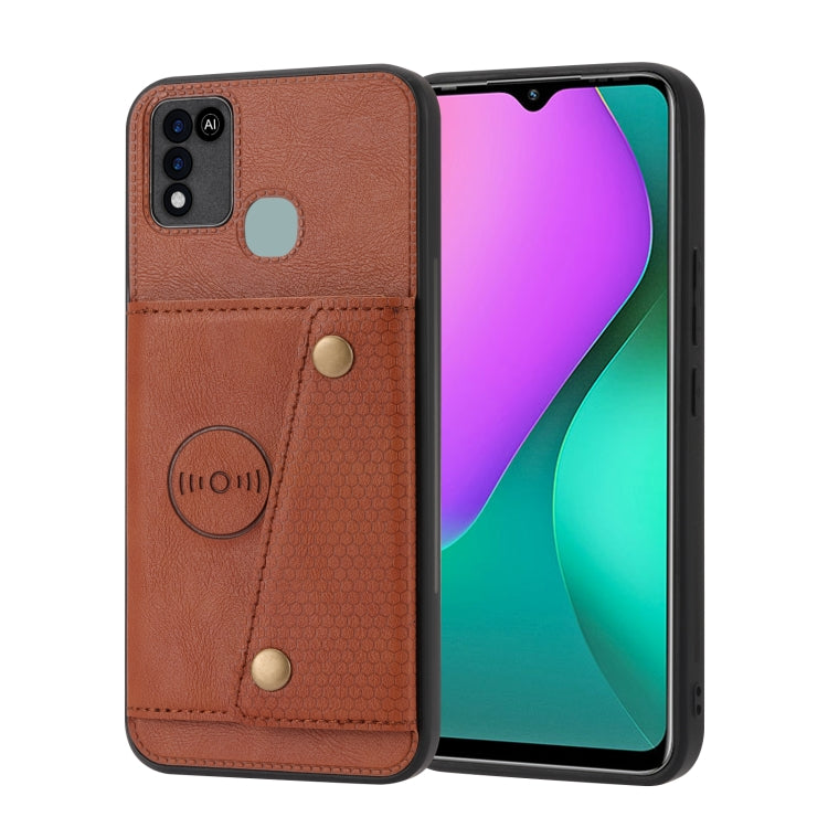 For Infinix Smart 5 Double Buckle PU + TPU Shockproof Magnetic Phone Case