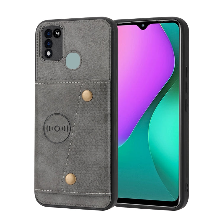For Infinix Smart 5 Double Buckle PU + TPU Shockproof Magnetic Phone Case