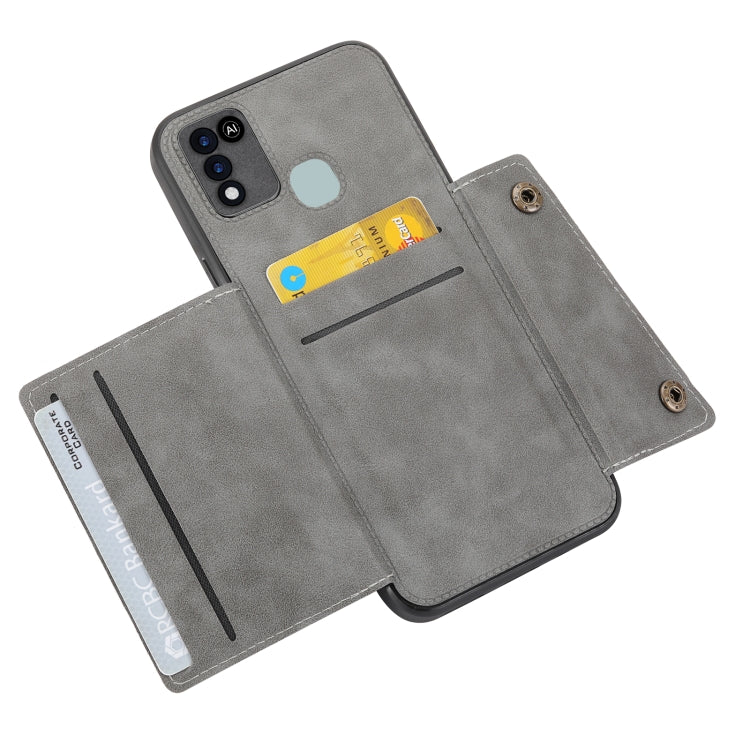 For Infinix Smart 5 Double Buckle PU + TPU Shockproof Magnetic Phone Case