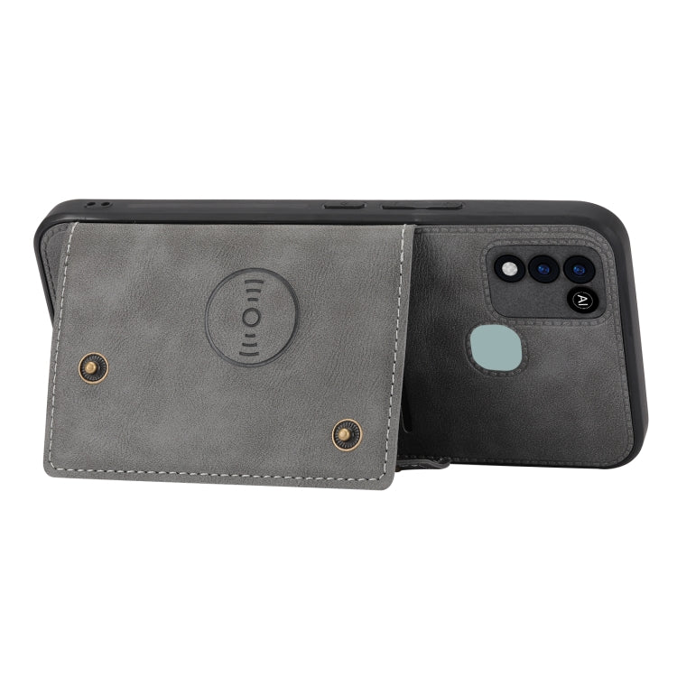 For Infinix Smart 5 Double Buckle PU + TPU Shockproof Magnetic Phone Case