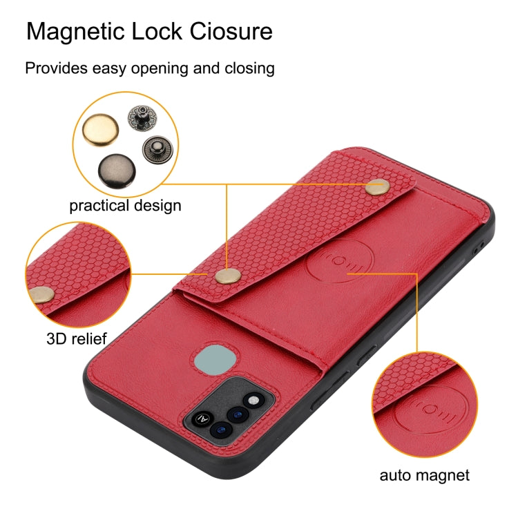 For Infinix Smart 5 Double Buckle PU + TPU Shockproof Magnetic Phone Case
