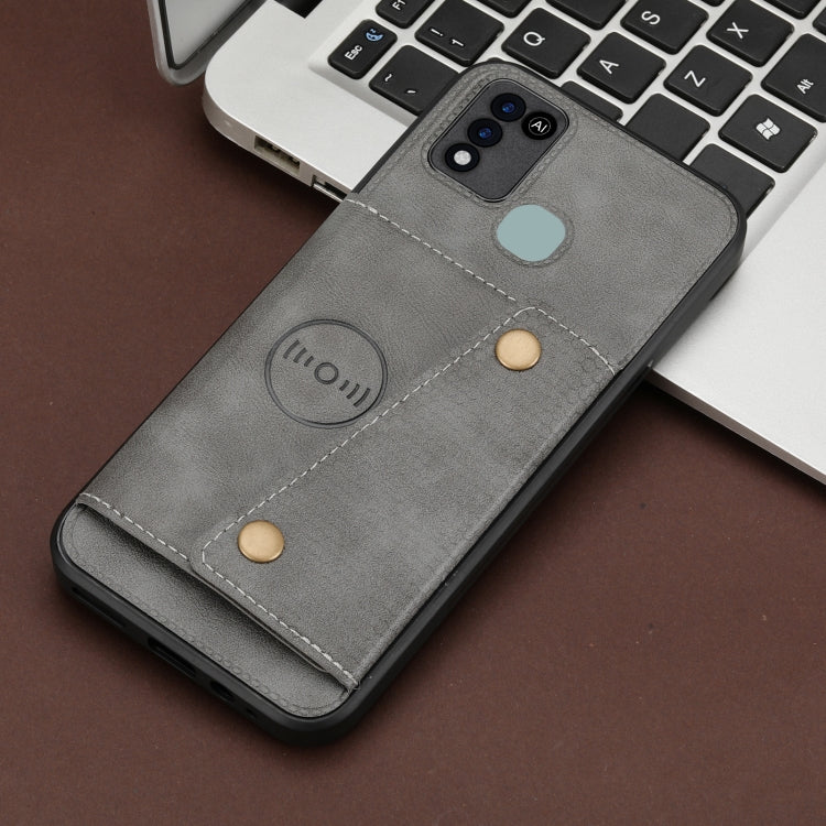 For Infinix Smart 5 Double Buckle PU + TPU Shockproof Magnetic Phone Case