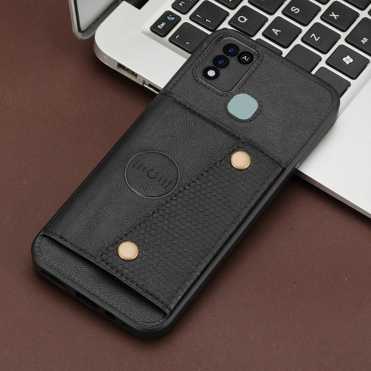 For Infinix Smart 5 Double Buckle PU + TPU Shockproof Magnetic Phone Case