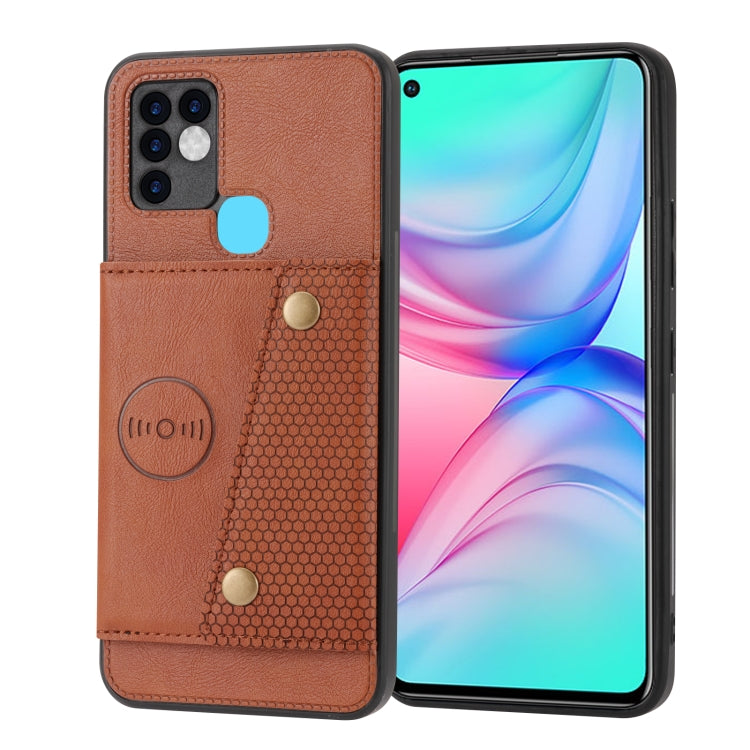 For Infinix Hot 10 Double Buckle PU + TPU Shockproof Magnetic Phone Case