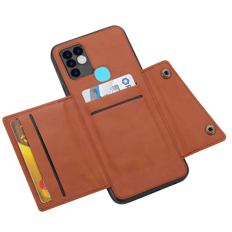 For Infinix Hot 10 Double Buckle PU + TPU Shockproof Magnetic Phone Case