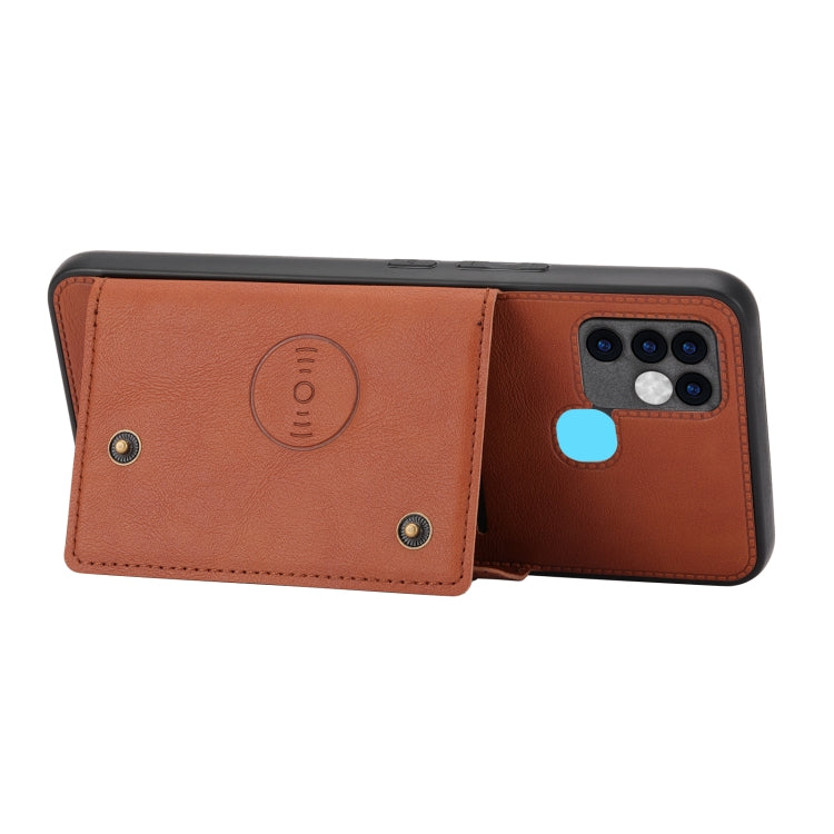 For Infinix Hot 10 Double Buckle PU + TPU Shockproof Magnetic Phone Case