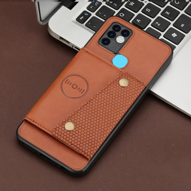 For Infinix Hot 10 Double Buckle PU + TPU Shockproof Magnetic Phone Case