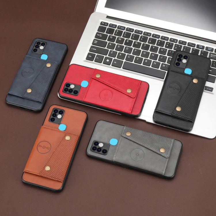 For Infinix Hot 10 Double Buckle PU + TPU Shockproof Magnetic Phone Case