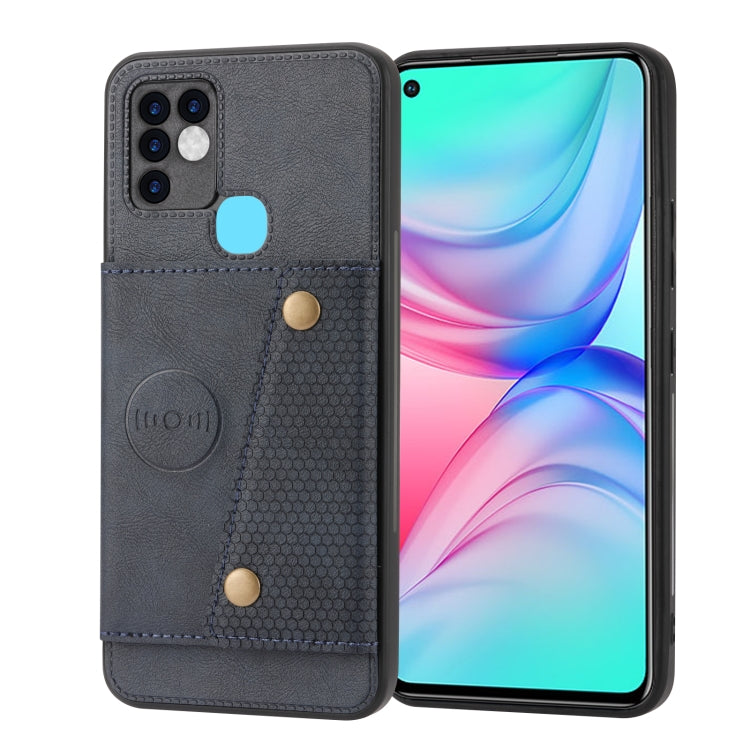 For Infinix Hot 10 Double Buckle PU + TPU Shockproof Magnetic Phone Case