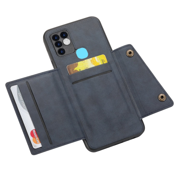 For Infinix Hot 10 Double Buckle PU + TPU Shockproof Magnetic Phone Case